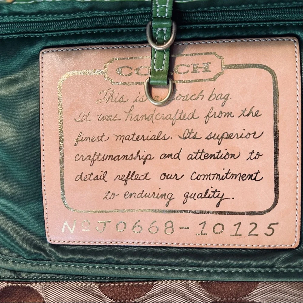 Coach Signature Stripe‎ Green Trim Tote Bag F0688-10125